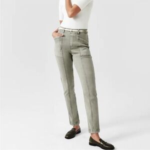 SPANX Stretch Twill Straight Leg Pant in Olive Oil Size L